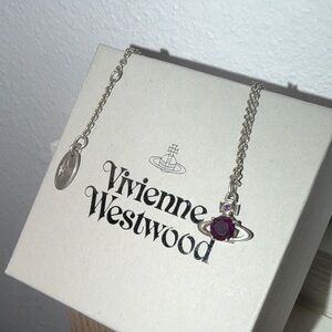 Vivienne Westwood Silver Necklace with Purple Orb